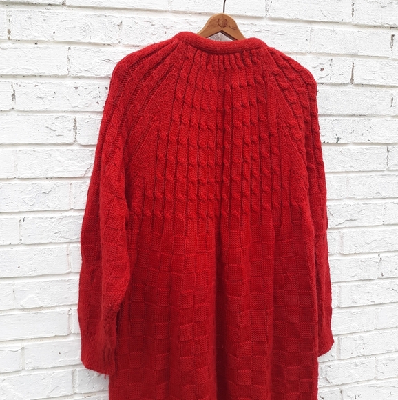 Vintage Sweater Cardigan Granny Red Wool Blend - Picture 5 of 9